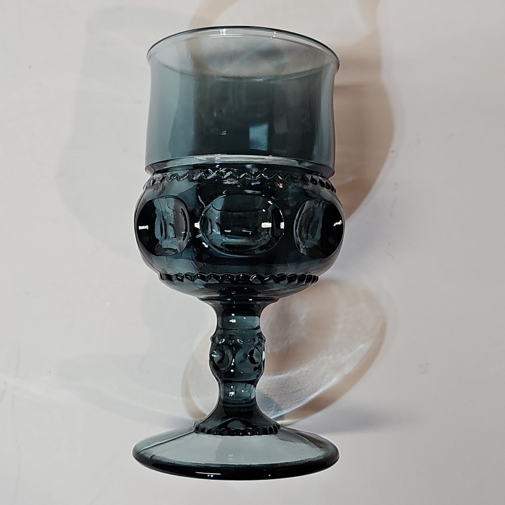 S/4 Indiana Glass Colony King's Crown Amber Green Blue Purple Water Goblets - Picture 7 of 7